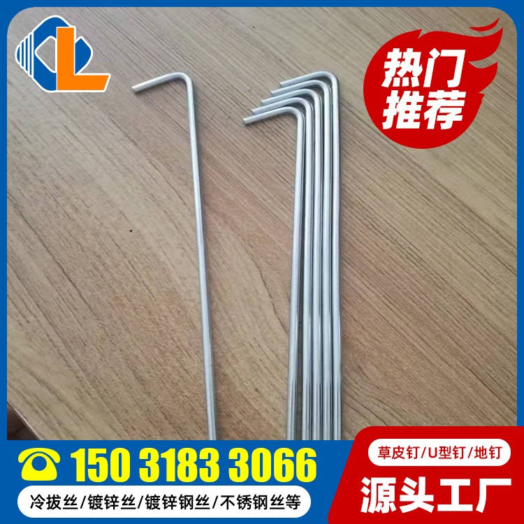 土工格柵固定草坪釘 草坪釘直釘 表面帶紋草皮釘 不銹鋼C型釘